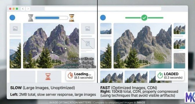 Compressed images improve website loading speed