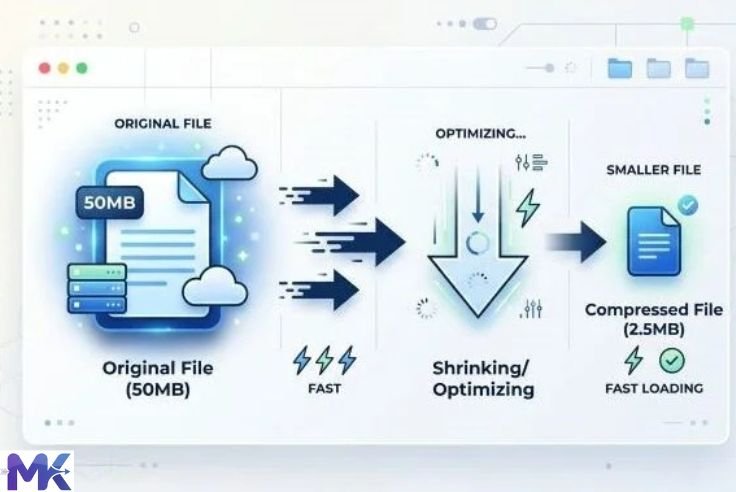 how image compression works illustration showing file size reduction