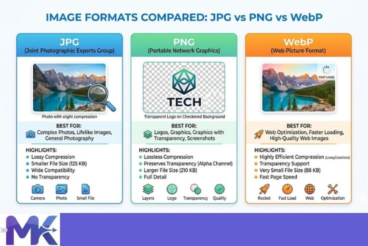 JPG vs PNG vs WebP image format comparison overview
