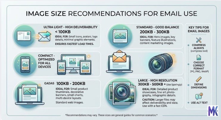 Recommended image size for email attachments in KB