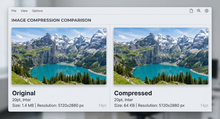 Reduce image size without losing quality comparison example