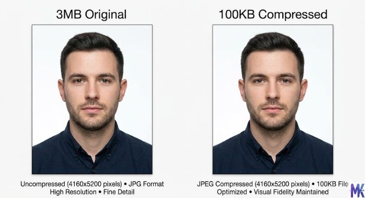 reduce passport photo size before and after compression example