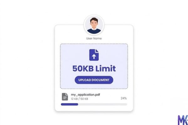 50KB file size limit illustration for online forms