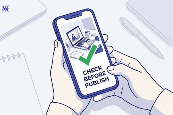 Checking image quality on mobile device before publishing