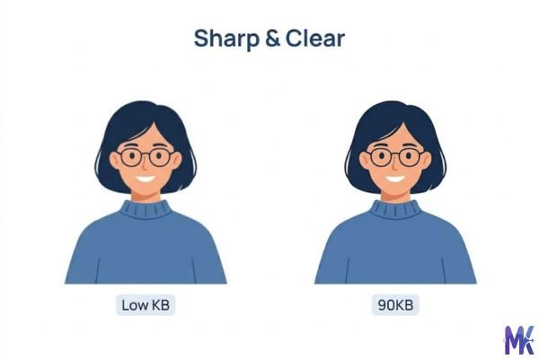 Comparison showing clear portrait quality at 90KB