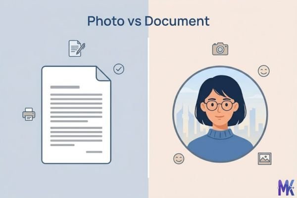 Difference between compressing photo and document images