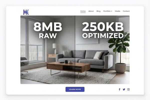 High quality portfolio image loading fast at optimized size