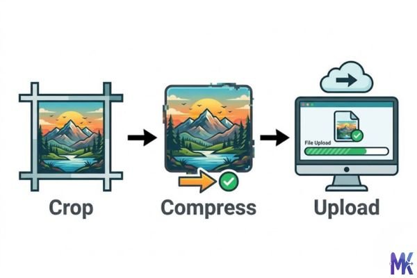 Simple workflow showing how to optimize images before compressing to 150KB