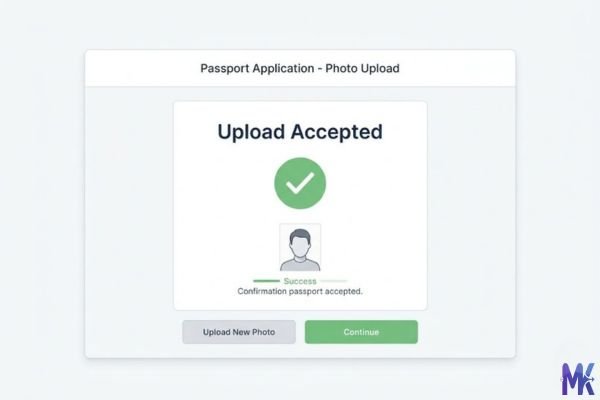 Successful passport photo upload on online portal