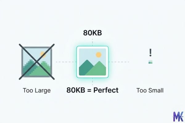 Visual comparison showing 80KB as ideal image size